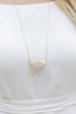 Colar Stone Quartzo Rosa Dourado - Imagem 2