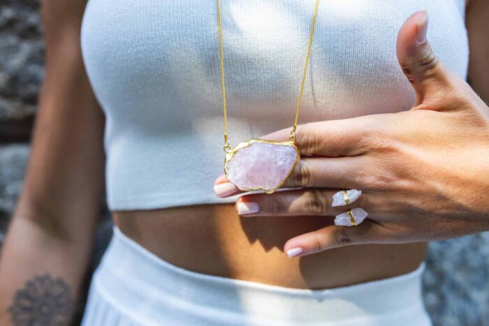 Anel Duplo Quartzo Rosa Dourado - Imagem 2