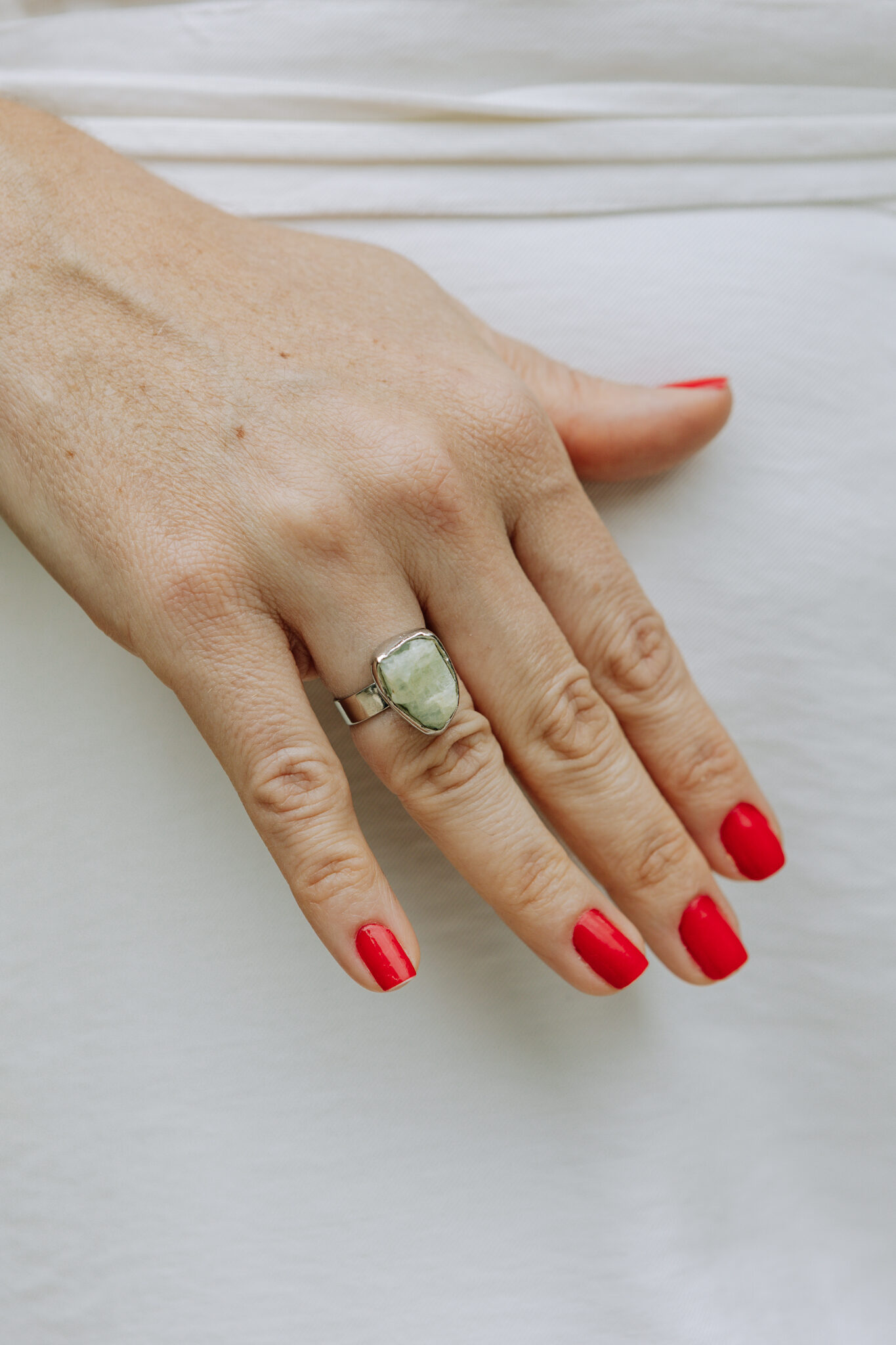 bene-356 Anel Stone Água Marinha Prateado - Imagem 1