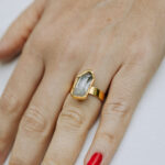 Anel Stone Cristal Dourado