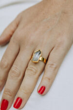 Anel Stone Cristal Dourado