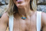 Colar Andina Cianita Azul Dourado