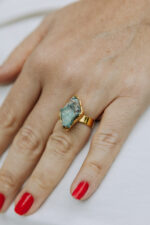 Anel Stone Amazonita Dourado - Imagem 3