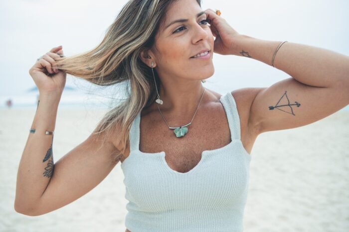 Colar Andina Água Marinha Prateado - Imagem 2