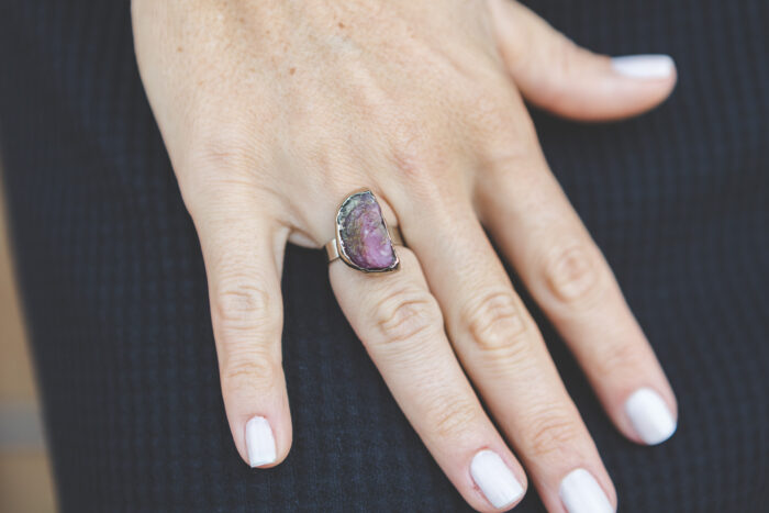 Anel Stone Rubi Prateado - Imagem 1