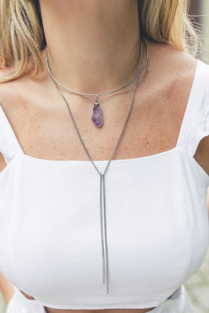 Choker New Ametista Prateado - Imagem 1