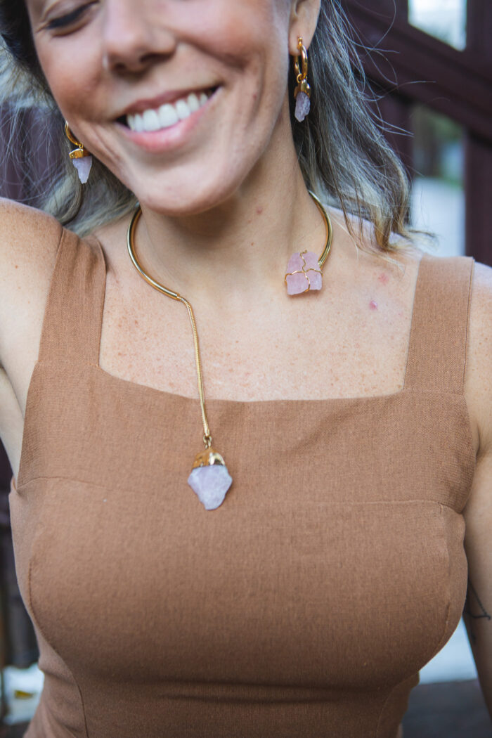 Choker Amy Quartzo Rosa Dourado - Imagem 2