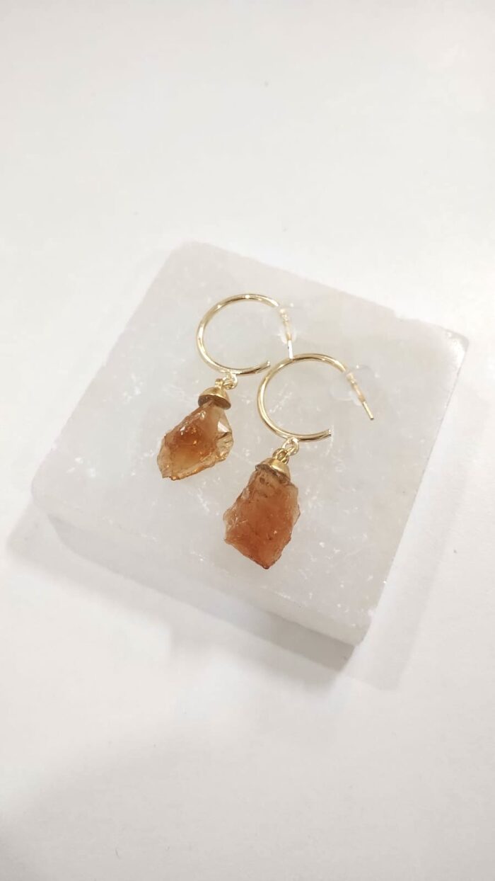 Argola Basic Citrino Dourado - Imagem 1