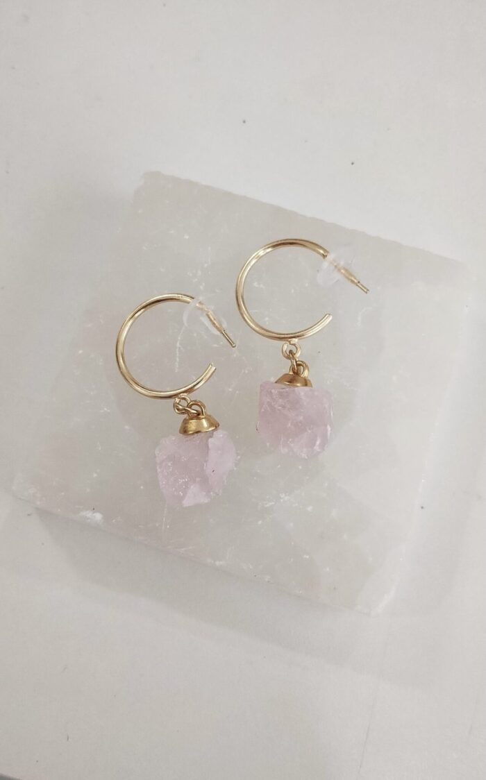 Argola Dou Basic Quartzo Rosa - Imagem 1