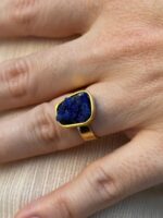 Anel Stone caixa Azurita Dourado