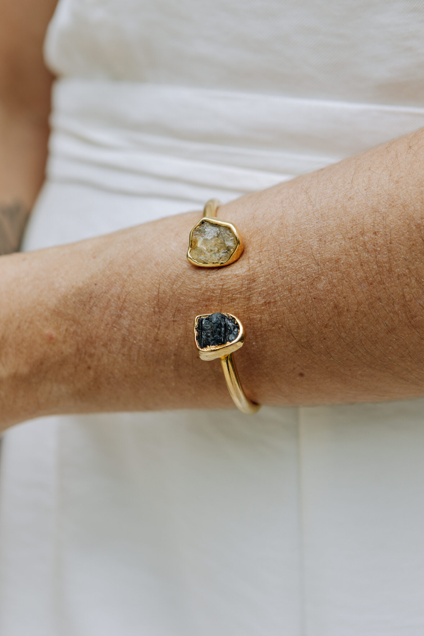 bene-49 Pulseira Duo Turmalina com Citrino Dourado - Imagem 1