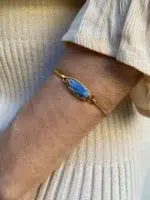 Pulseira Stone Cianita Azul Dourado