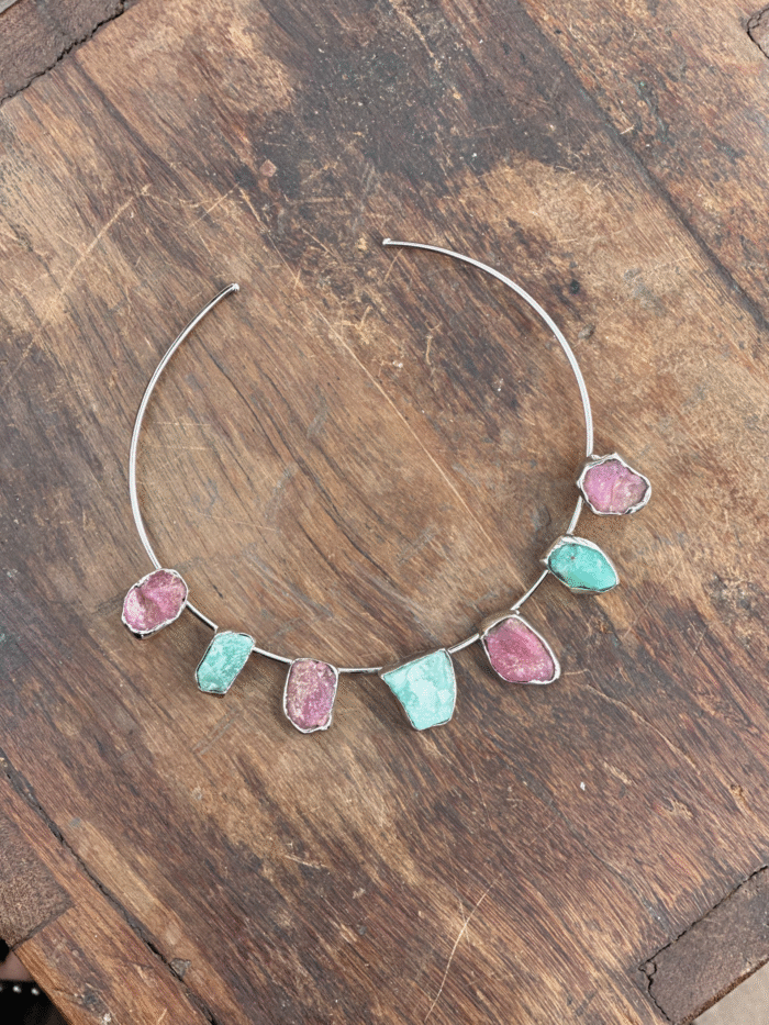 Choker Lead Rubi com Amazonita Prateado - Imagem 1