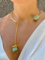 Choker Amy Amazonita Dourado