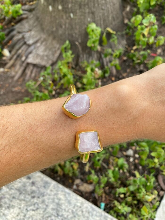 Pulseira Duo Quartzo Rosa Dourado - Imagem 1