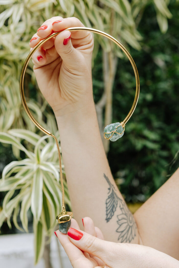 Choker Amy Quartzo Verde Dourado - Imagem 2