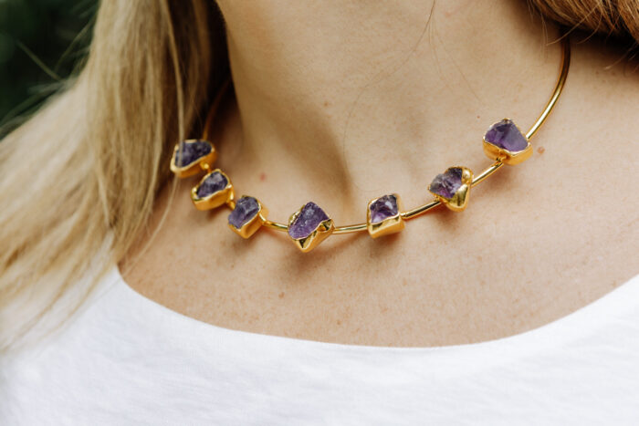 Choker Lead Ametista Dourado - Imagem 1