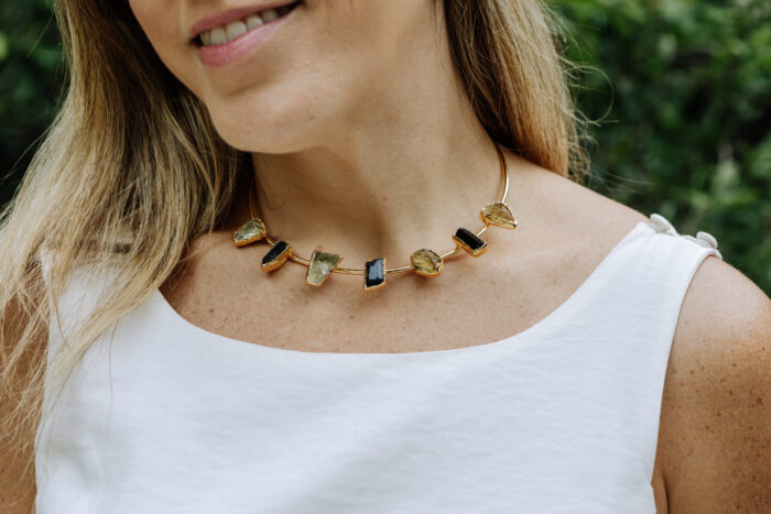 Choker Lead Turmalina com Citrino Dourado - Imagem 1