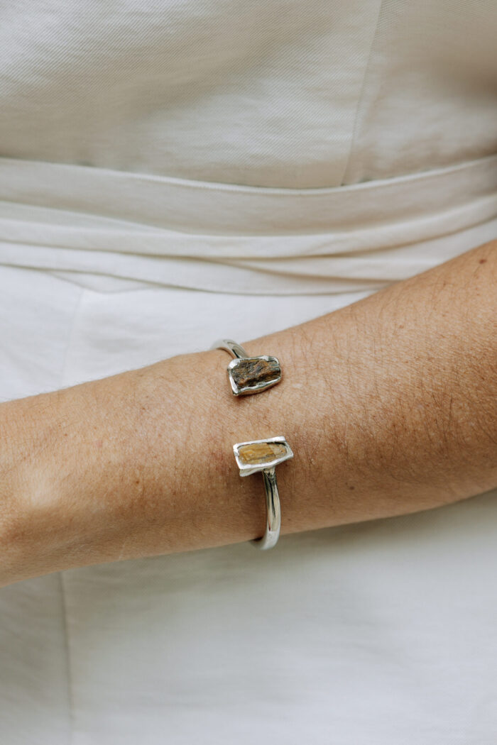 Pulseira Duo Olho de Tigre Prateado - Imagem 2