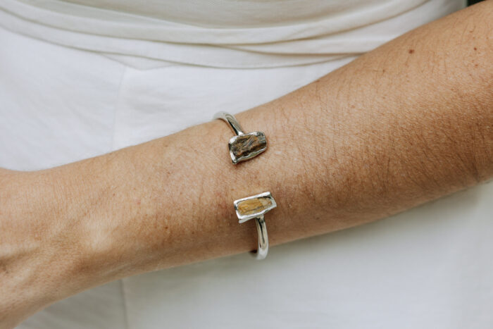 Pulseira Duo Olho de Tigre Prateado - Imagem 1