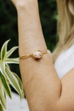 Pulseira Stone Calcita Laranja Dourada