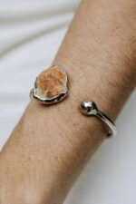 Pulseira Mali Calcita Laranja Prateado