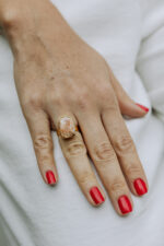 Anel Stone Calcita Laranja Dourado