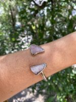 Pulseira Duo Quartzo Rosa Prateada