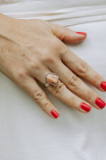 Anel Stone Calcita Laranja Prateado - Imagem 2