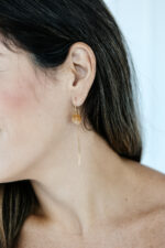 Brinco Fio Citrino Dourado